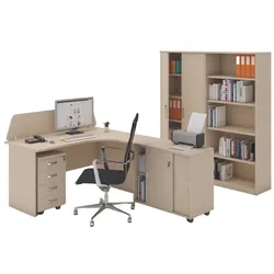 Büromöbelset MIRELLI, Typ C, rechts, Birke