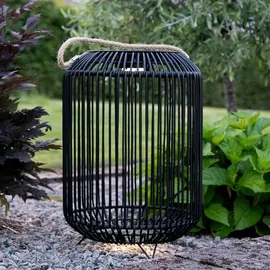 Best Season Deko-Korb Solar LED 48 cm Metall spritzwassergeschützt schwarz