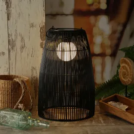 MARELIDA LED Solar Laterne/Hängeleuchte Rattanoptik Solarleuchte schwarz