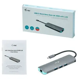 iTEC i-tec USB-C Metal Nano Docking Station mit 4K HDMI LAN und PD 100W
