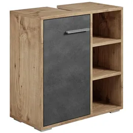 Badplaats Badezimmer Badmöbel Neptunes 60cm Kastanien Eiche mit Dunkle Gra