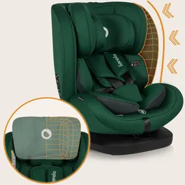 lionelo Bastiaan i-Size Kindersitz ab Geburt 0-36 kg Isofix Top Tether 360 Grad drehbar Rückwärts Vorwärts Seitenschutz 5-Punkt-Sicherheitsgurte Dri-Seat (Grünwald)