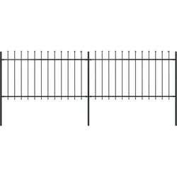 Gartenzaun mit Speerspitzen Stahl 3,4 x 1 m Schwarz