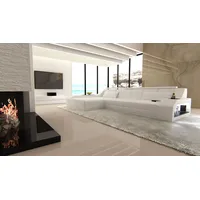 Sofa Dreams Ecksofa Ledercouch Sofa Leder Arezzo L Form Ledersofa, Couch, mit LED, wahlweise mit Bettfunktion als Schlafsofa, Designersofa weiß