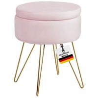 Albatros Hocker mit Stauraum Cannes Sitzhocker mit Stauraum, Modernes Design, Edler Samt-Bezug Sitztruhe Sitzbank mit Stauraum optimal als Fußhocker Hocker Schminktisch, Rosa