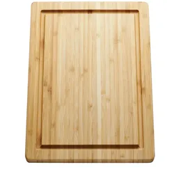 CHEF CUISINE Thermo Servier- und Schneidebrett, Bambus-Holz mit Natur-Schiefer Einleger, ästhetisches Servieren, vielseitig einsetzbar