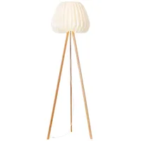 Lightbox Standlampe dreibeinig, 62cm, Fußschalter, E27 Bambus/Kunststoff, Weiß