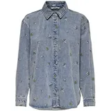 Only Onlvera L/S Flower Emb Shirt Blau XS
