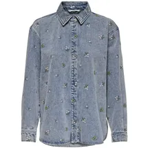 Only Onlvera L/S Flower Emb Shirt Blau XS