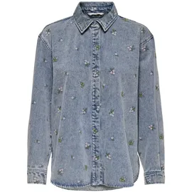 Only Onlvera L/S Flower Emb Shirt Blau XS