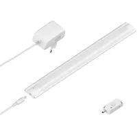 ledscom.de LED Unterbau-Leuchte SIRIS weiß matt mit Netzteil und Bewegungsmelder, flach, 30cm, 368lm, warm-weiß