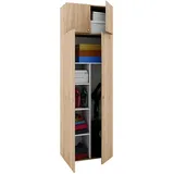 MID.YOU Mehrzweckschrank, Sonoma Eiche, Kunststoff, Holzoptik, 4 Fächer, 70x218x39 cm, erweiterbar, stehend, stabil, Waschküche, Mehrzweckschränke