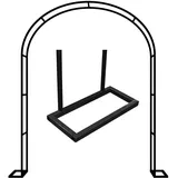 Metall Rosenbogen Große Gartenbogen Rankenbogen, Wetterfeste, Rostfrei, für Kletterpflanzen, Rosen, Garten (Color : Black, Size : W120 X H220cm)