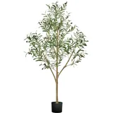 Vevor Künstlicher Olivenbaum, 1,5 m, mit schwarzem Topf, Kunstbaum mit natürlichem Holzstamm & realistischen grünen Blättern & Früchten, Kunstpflanze für Innenbereich, Zuhause, Büro, Wohnzimmer