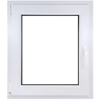 ECOPROF Kellerfenster | Langlebiges Kunststoff-Fenster | Maße 60x80 cm (600x800 mm) | Dreh-Kipp Fenster DIN Links | Farbe: Walnuss | 70mm Profil