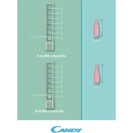 Candy CCVB 15/1, Integrierter Weinkühlschrank, 7 Flaschen, UV-Schutz, Anti-Vibration, LED-Innenbeleuchtung, 39 dBA, Schwarz, Schwarz - Schwarz