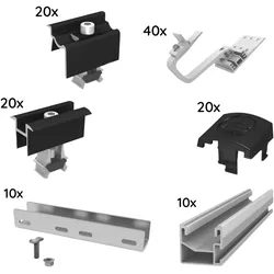 UK Paket für 10 Module von K2, SingleRail, Schrägdach, 1-lagig