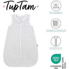 TupTam Sommerschlafsack Kleine Kinder" Gr. 62, grau Streifenmuster grau), Schlafsäcke, Baby, L: 68cm, Obermaterial: 100% Baumwolle, CO., L:68cm