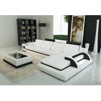 JVmoebel Ecksofa L-Form Sofa Couch Grau Polster Leder Beleuchtete Weiße Schwarz, Made in Europa schwarz|weiß