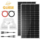 GLIESE Solarmodul Wohnmobil Set Solaranlage Solarmodule Mit Montage PV Halterung, 300 W, Monokristallin, (Set, 11-St., Solarpanel, Montagegestell, Verlängerungskabel), Erweiterbar durch Serien- und Parallelschaltung