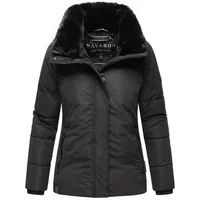 Navahoo Winterjacke Frostii XIV modische Damen Winter Steppjacke mit Kunstfellkragen schwarz L (40)