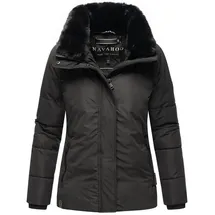 Navahoo Winterjacke Frostii XIV modische Damen Winter Steppjacke mit Kunstfellkragen schwarz L (40)