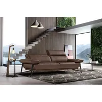 Egoitaliano 2,5-Sitzer Anais, Designsofa mit erstklassigem Sitzkomfort, Fußfarbe schattengrau, Kopfteil verstellbar, 232 cm, Leder BULL, chocolate braun