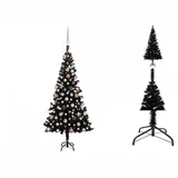 vidaXL Künstlicher Weihnachtsbaum mit LEDs & Kugeln Schwarz 150 cm