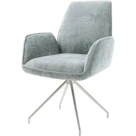 DeLife Drehstuhl Zoa-Flex Chenille Pastellblau Kreuzgestell konisch Edelstahl 180° drehbar Taschenfederkern,