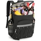 Forrlite Picknickkorb Kühlrucksack Thermo Rucksack, kühltasche,kühlbox (Groß Isoliert Kühlrucksack Wasserdichten Ultraleicht Rucksäcke Damen Herren Cooler Bag für Camping, BBQ, Wandern, Picknick) schwarz