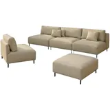 A&J MöbelLand Gartenlounge-Set 3-tlg. Loungeset beige