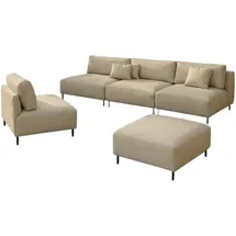 A&J MöbelLand Gartenlounge-Set 3-tlg. Loungeset beige