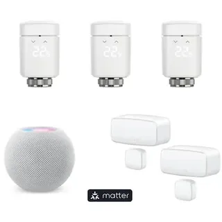 Eve Thermo (Matter) - 3x Smartes Heizkörperthermostat + HomePod mini+ 2er Eve Door & Window (Matter)