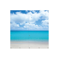Wallario Sichtschutzzaunmatten Sandstrand und blaues Meer 180 cm x 180 cm