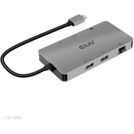 Club 3D Club3D Usb-8-In1-Hub Usb-C > 2Xhdmi/2Xusb/Usb-C/Rj45/Sd/Msd - Silber