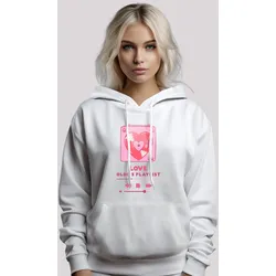 Kapuzenpullover F4NT4STIC "Love Oldies Playlist Valentinstag", Damen, Gr. 5XL, weiß, Obermaterial: 65% Baumwolle, 35% Polyester, casual, relaxed fit, Langarm, Pullover, Premium Qualität