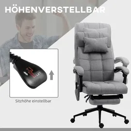 Vinsetto Bürostuhl mit Massagefunktion, Ergonomisch Schreibtischstuhl mit Liegefunktion, Lendenheizung, Höhenverstellbar Computerstuhl mit Kopfstütze,