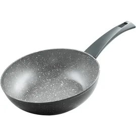 Zanetti Durapietra Induction Wok-Pfanne 20 cm, Wok-Pfanne, antihaftbeschichtet, auch für Induktion, Durchmesser 20 cm, Farbe Grau