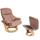 MCA Furniture MCA Relaxsessel Calgary XXL, TV-Sessel Hocker, 180kg belastbar Stoff/Textil ~ braun, Gestell naturbraun