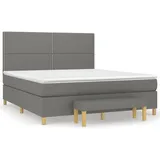 vidaXL Boxspringbett mit Matratze Dunkelgrau 180x200 cm Stoff