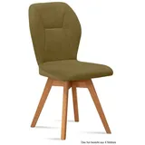 58 aufm Kessel Esszimmerstuhl Küchenstuhl drehbar (2er-Set) Draga 51x92x60 Eiche geölt/Marsala (Lieferung bis Verwendungsstelle, 4 St), Stabiles Gestell aus Massivholz pflegeleichter Bezug aus Microfaser grün
