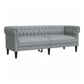 vidaXL Chesterfield-Sofa 3-Sitzer Hellgrau Stoff