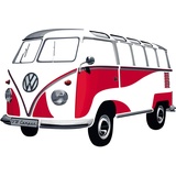 BRISA VW Collection - Volkswagen Selbstklebendes Wand-Tattoo-Aufkleber-Dekoration-Poster mit T1 Bulli Bus Samba Design(Silhouette/Rot)