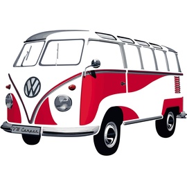 BRISA VW Collection - Volkswagen Selbstklebendes Wand-Tattoo-Aufkleber-Dekoration-Poster mit T1 Bulli Bus Samba Design(Silhouette/Rot)
