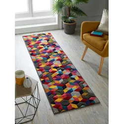 Kadima Design Vielseitiger Wohnzimmer-Teppich `Meon Tom`, Farbenfrohes Design. 66x230 cm