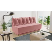 Sofnet Schlafsofa Mico, mit Schlaffunktion und Bettkasten, Bettsofa mit Holzfüße und Bonell-Ferderkern rosa