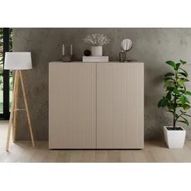 INOSIGN Highboard »Rio, Höhe 111 cm, Breite 120 cm, Stauraumschrank, Kommode, 2 Türen,« geriffelte MDF-Fronten, modern u. elegant, viel Stauraum
