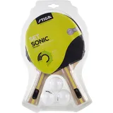 Stiga Sonic Tischtennisschläger und Bälle Set-Tischtennisset Tabletennis Racket, Rot/Schwarz