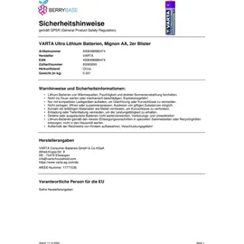 Varta Ultra Lithium AA 2900 mAh 2 St.