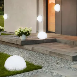 ETC Shop 3x LED Solar Steck Steh Lampen weiß Garten Weg Außen Beleuchtung Wand Kugel Leuchten Terrasse